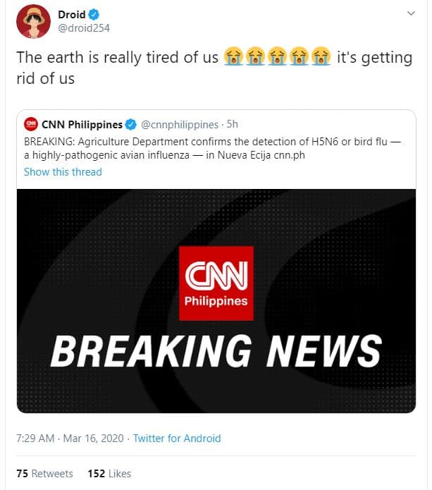 Droid droid254 the earth is really tired of us fàfàfàfàfà it's getting rid of us