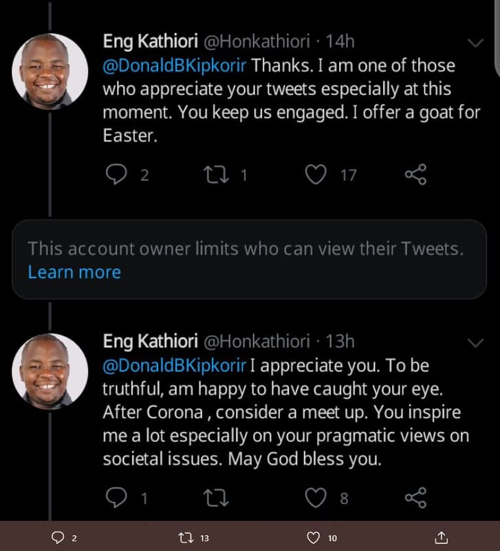 Eng kathiori honkathiori 14h donaldbkipkorir thanks. i am one of those who appre