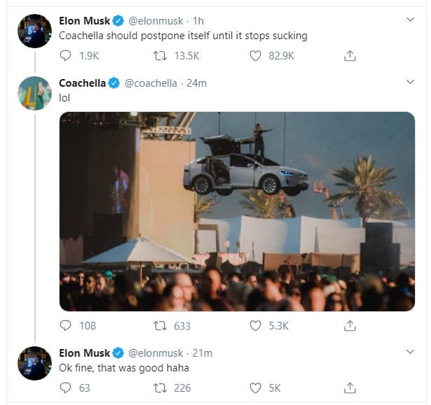 Elon musk elonmusk coachella should postpone itself until it stops sucking 1,.9k