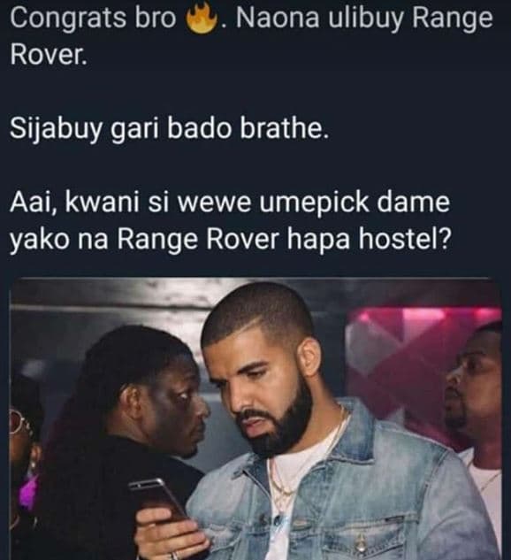 Congrats bro rover. naona ulibuy range sijabuy gari bado brathe. aai, kwani si w