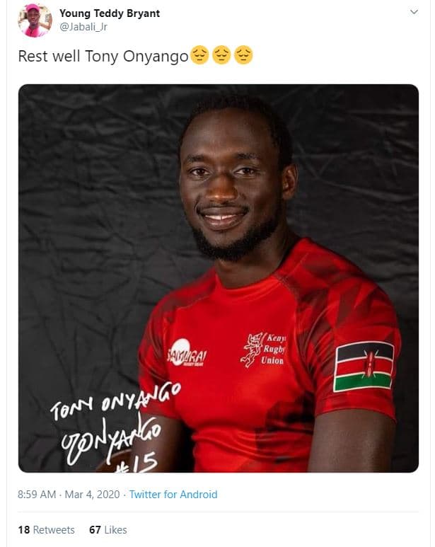 Young teddy bryant jabali_jr rest well tony onyango keny rugby union hura! yon o