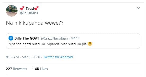 Tausi tausimiss na nikikupanda wewe?? billy7 the goat crazynairobian mar mpanda