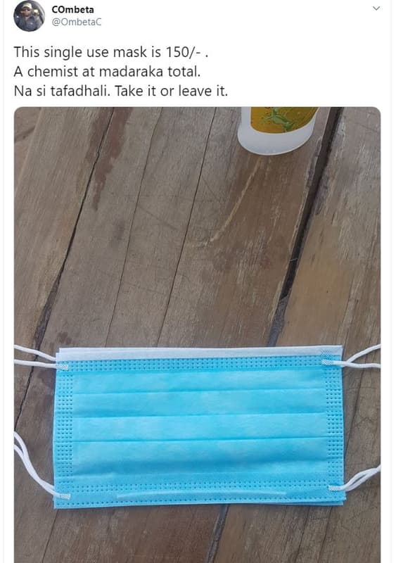 Combeta ombetac this single use mask is 150 a chemist at madaraka total. na si t