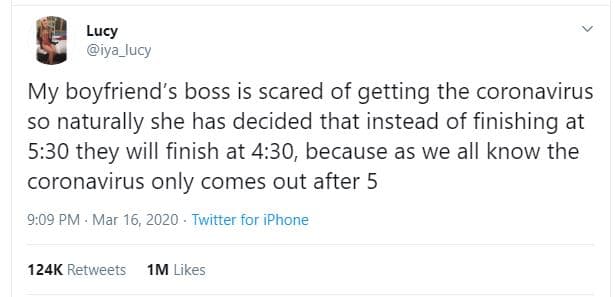 Lucy iya_lucy my boyfriend's boss is scared of getting the coronavirus so natura