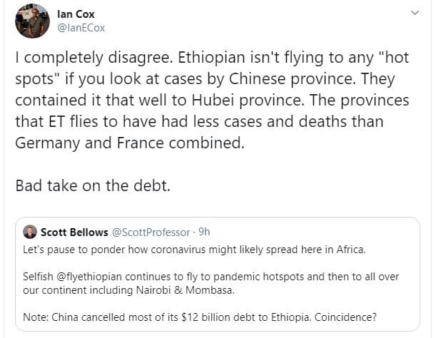 Lan cox lanecox completely disagree. ethiopian isn't flying to any 'hot spots if
