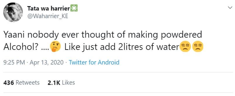 Tata wa harrier waharrier_ke yaani nobody ever thought of making powdered alcoho