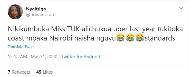 Nyaituga fionamorah nikikumbuka miss tuk alichukua uber last year tukitoka coast