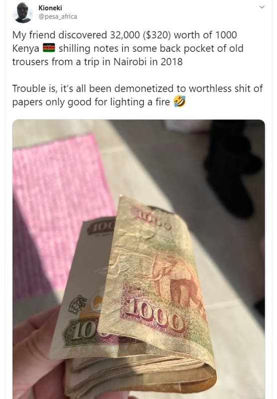 Kioneki pesa_africa my friend discovered 32,000 320 worth of kenya shilling note