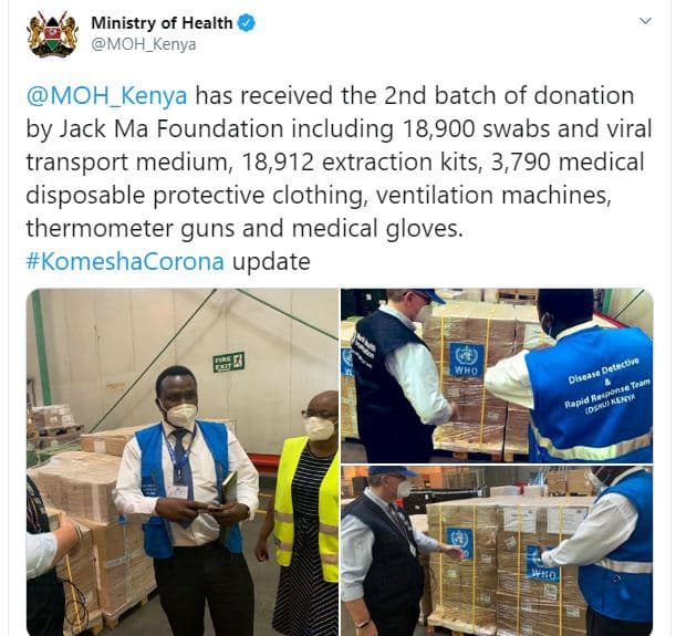 Ministry of health moh_kenya moh_kenya has received the 2nd batch of donation by