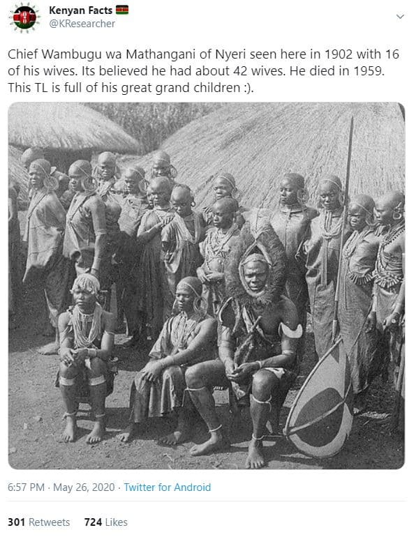 Kenyan facts kresearcher chief wambugu wa mathangani of nyeri seen here in with