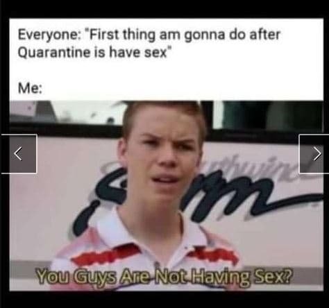 Everyone 'first thing am gonna do after quarantine is have sex me you guys are n