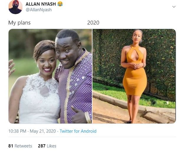 Allan nyash allannyash my plans 10.38 pm may 21, twitter for android 81 retweets