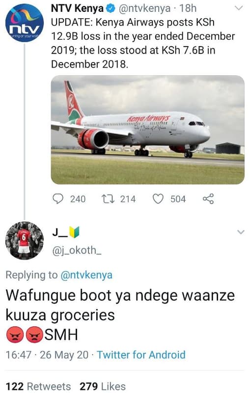 Ntv kenya ntvkenya 18h update kenya airways posts ksh ntv 12.9b loss in the year