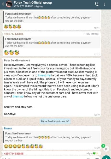 Forex tech official group 254 773 typing , fcrex send investment today we have t