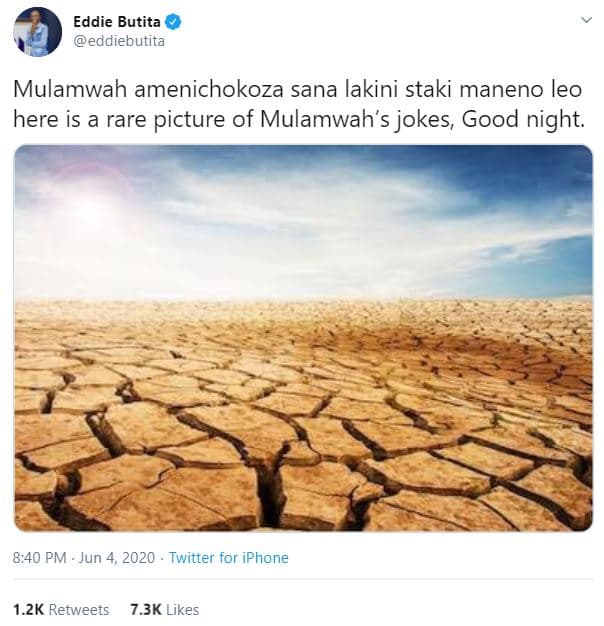 Eddie butita eddiebutita mulamwah amenichokoza sana lakini staki maneno leo here