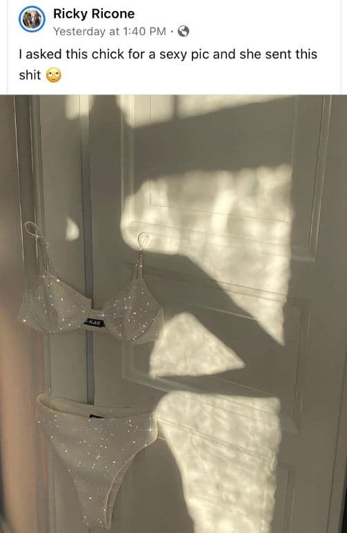 Ricky ricone yesterday at 140 pm asked this chick for a sexy pic and she sent th