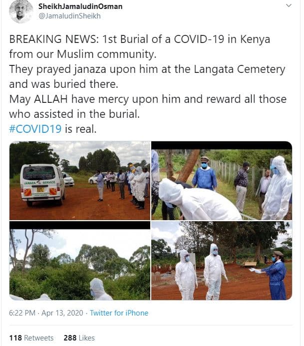 Sheikhjamaludinosman jamaludinsheikh breaking news ist burial of a covid19 in ke