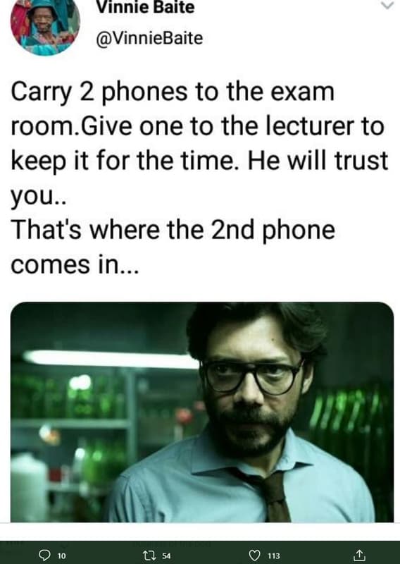 Vinnie baite vinniebaite carry 2 phones to the exam room give one to the lecture