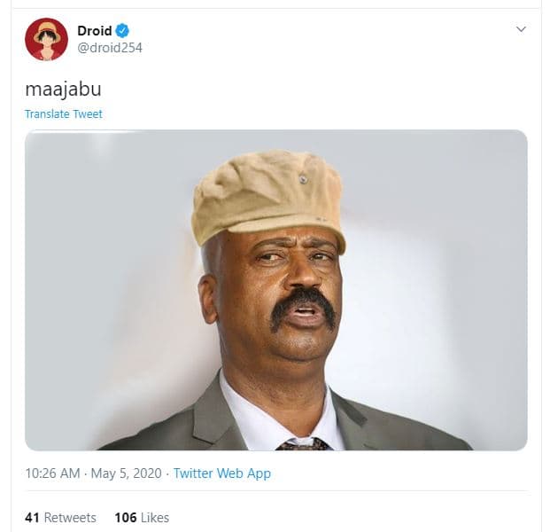 Droid droid254 maajabu translate tweet 10.26 am . may 5, twitter web app 41 retw