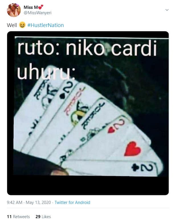Miss m misswanyeri well hustlernation ruto niko cardi uhwu 2 k n 9,42 am . may 1