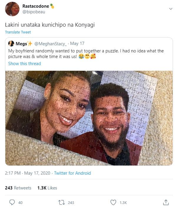 Rastacodone bipobeau lakini unataka kunichipo na konyagi translate tweet megs me