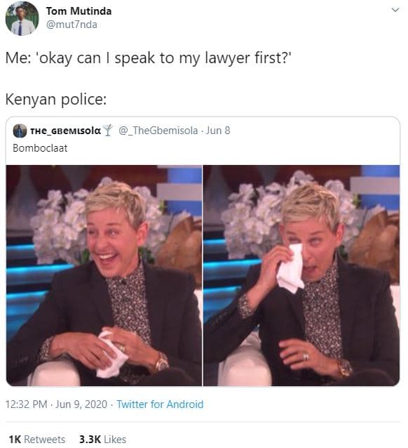 Tom mutinda mut nda me 'okay can speak to my lawyer first?' kenyan police the_gb