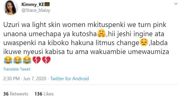 Kimmy_ke stace_blaizy uzuri wa light skin women mkituspenki we turn pink unaona