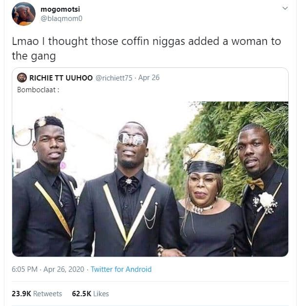 Mogomotsi blaqmomo lmao thought those coffin niggas added a woman to the gang ri