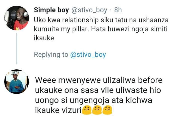 Simple boy stivo boy 8h uko kwa relationship siku tatu na ushaanza kumuita my pi