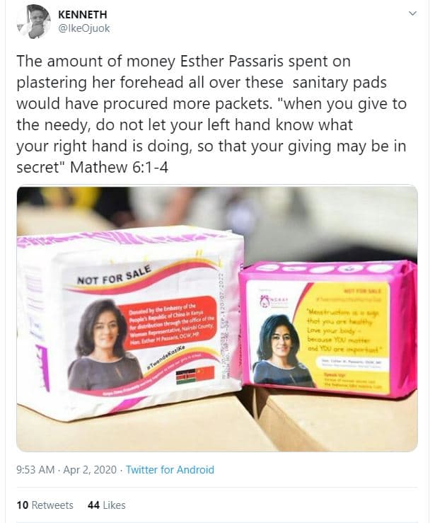 Kenneth ikeojuok the amount of money esther passaris spent on plastering her for