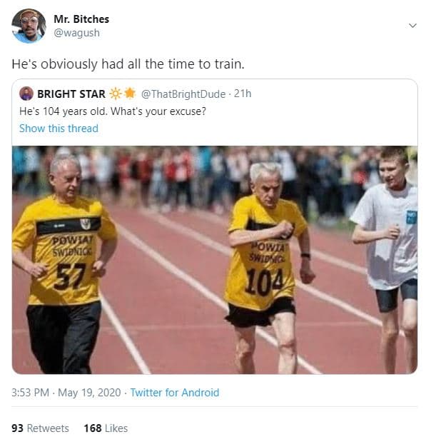 Mr. bitches wagush he's obviously had all the time to train. bright star thatbri