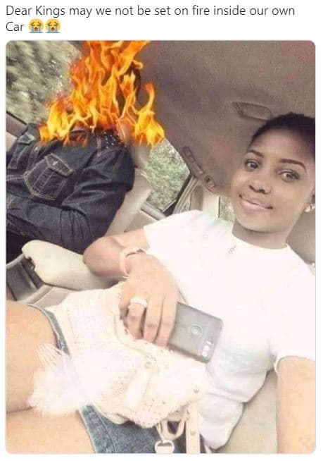 Dear kings may we not be set on fire inside our own car hl