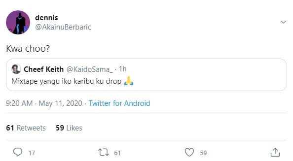 Dennis akainuberbaric kwa choo? cheef keith kaidosama_ mixtape yangu iko karibu