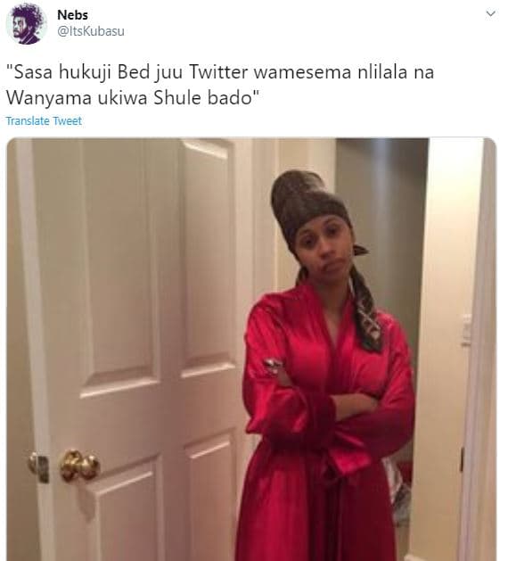 Nebs itskubasu sasa hukuji bed juu twitter wamesema nlilala na wanyama ukiwa shu