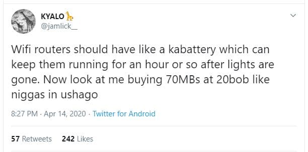 Kyalo jamlick wifi routers should have like kabattery which can keep them runnin