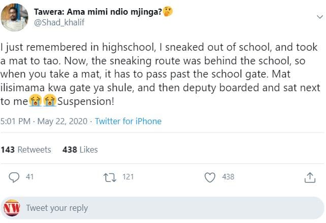 Tawera ama mimi ndio mjinga? shad_khalif just remembered in highschool, sneaked