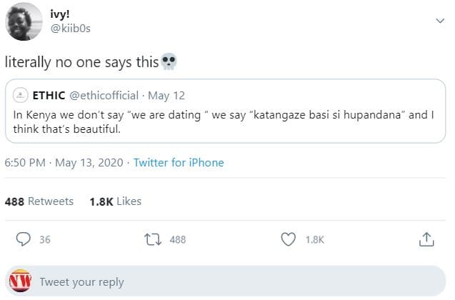 Ivy! kiibos literally no one says this ethic ethicofficial . may 12 in kenya we