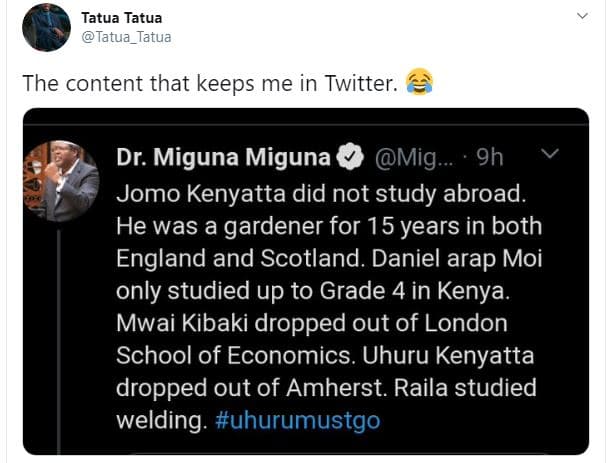 Tatua tatua tatua_tatua the content that keeps me in twitter. dr. miguna miguna