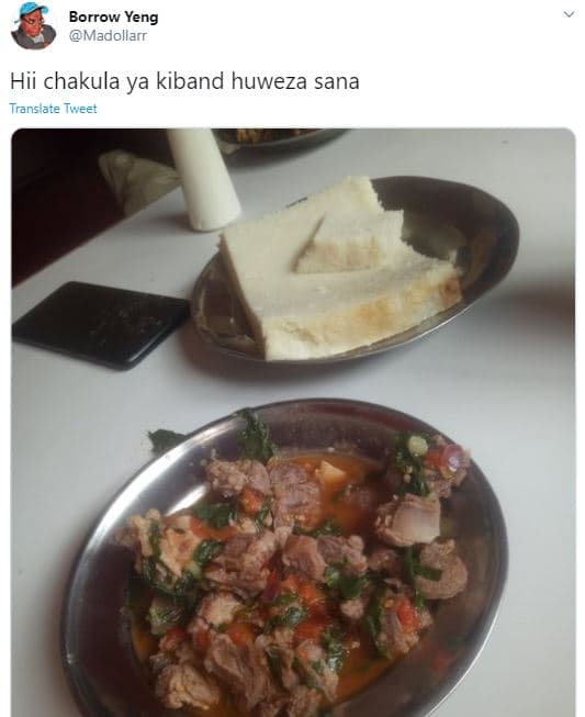 Borrow yeng madollarr hii chakula ya kiband huweza sana translate tweet