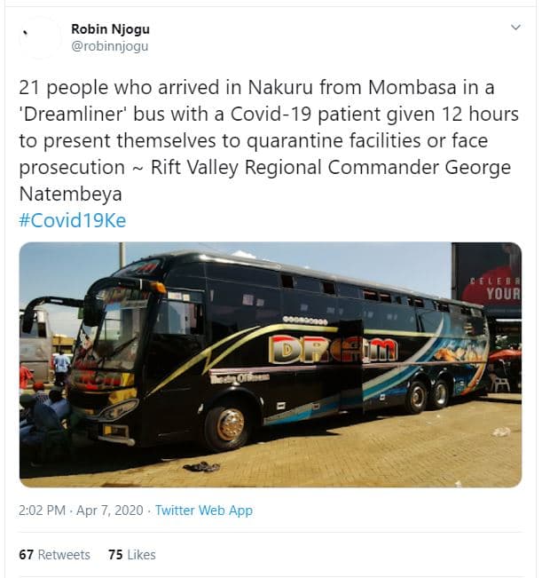 Robin njogu robinnjogu 21 people who arrived in nakuru from mombasa in a 'dreaml