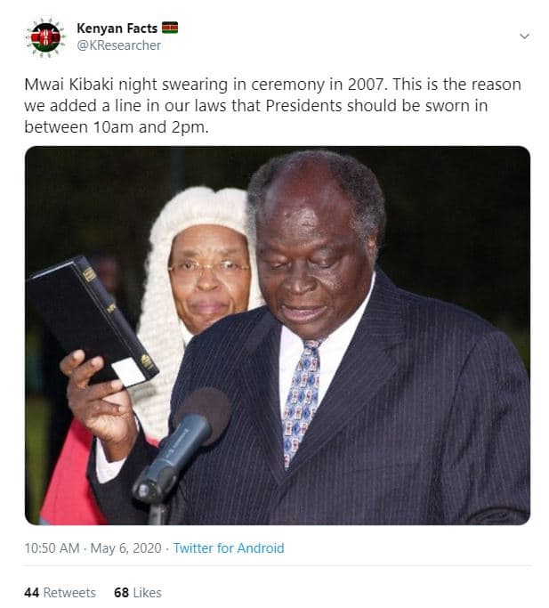 Kenyan facts kresearcher mwai kibaki night swearing in ceremony in . this is the