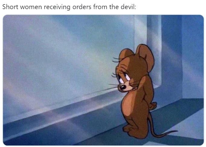 Short women receiving orders from the devil