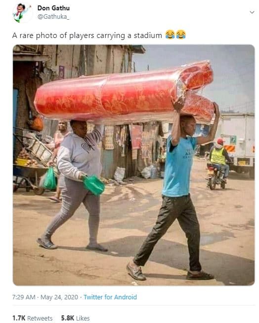 Don gathu gathuka 4 rare photo of players carrying stadium 7.29 am may 24, . twi