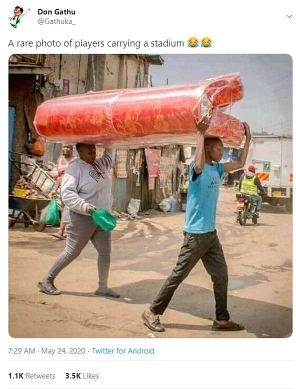 Don gathu gatnuka a rare photo of players carrying a stadium 7.29 am . may 24, t