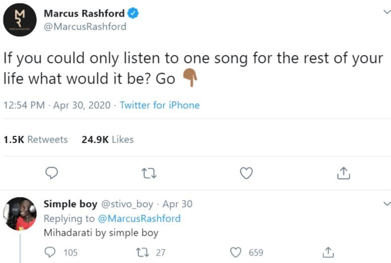 Marcus rashford marcusrashford if you could only listen to one song for the rest