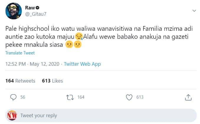 Raw o gitau7 pale highschool iko watu waliwa wanavisitiwa na familia mzima adi a