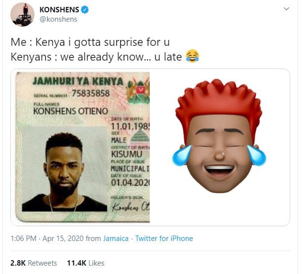 Konshens konshens me kenya gotta surprise for u kenyans we already know. u late