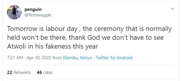 Penguin florswaggle tomorrow is labour day the ceremony that is normally held wo