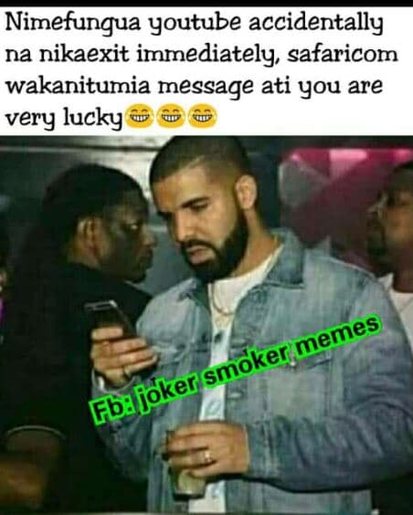 Nimefungua youtube accidentally na nikaexit immediately safaricom wakanitumia me