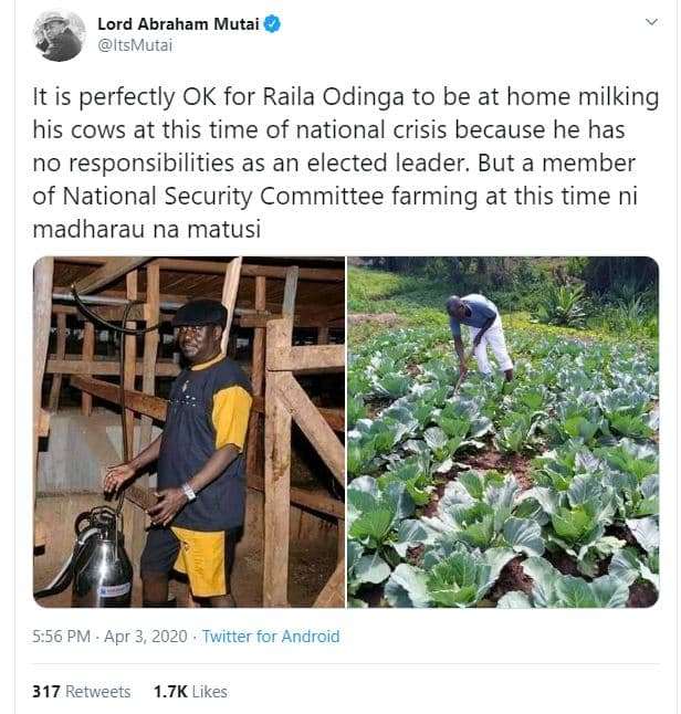 Lord abraham mutai itsmutai it is perfectly ok for raila odinga to be at home mi